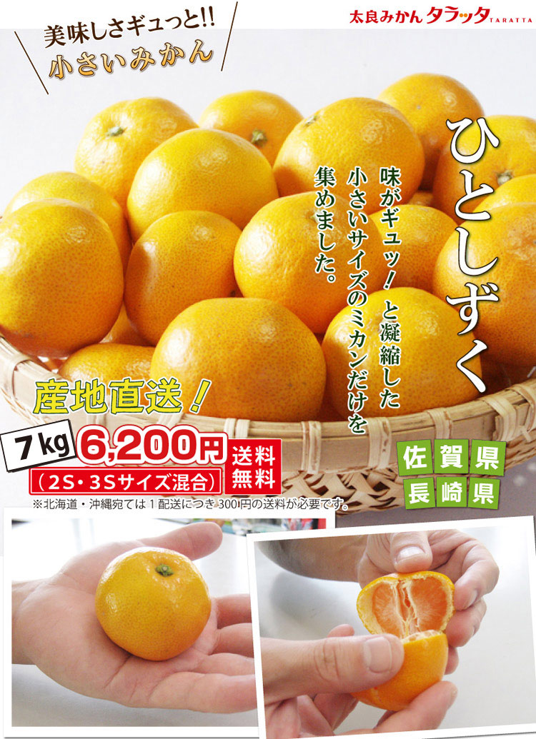ツウ好み！小さいサイズのミカンだけ ひとしずく 7kg